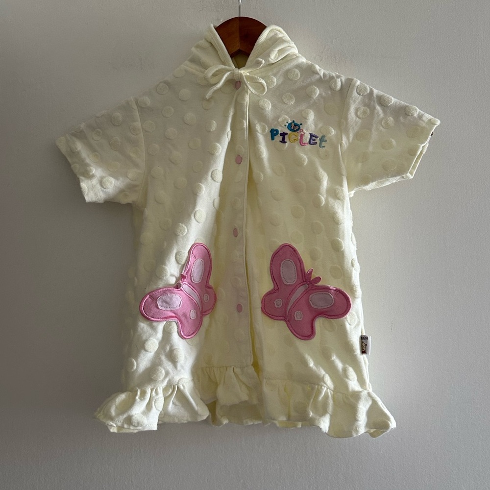 Vintage Winnie the Pooh Piglet Yellow Pink Butterfly Swim Baby Cover Up size 24M